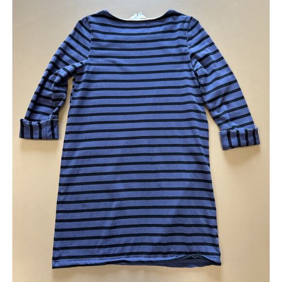 Boden Blue Striped Dress Midi Navy Warm Cotton 3/4 Sleeves Size 6 - Picture 4 of 4